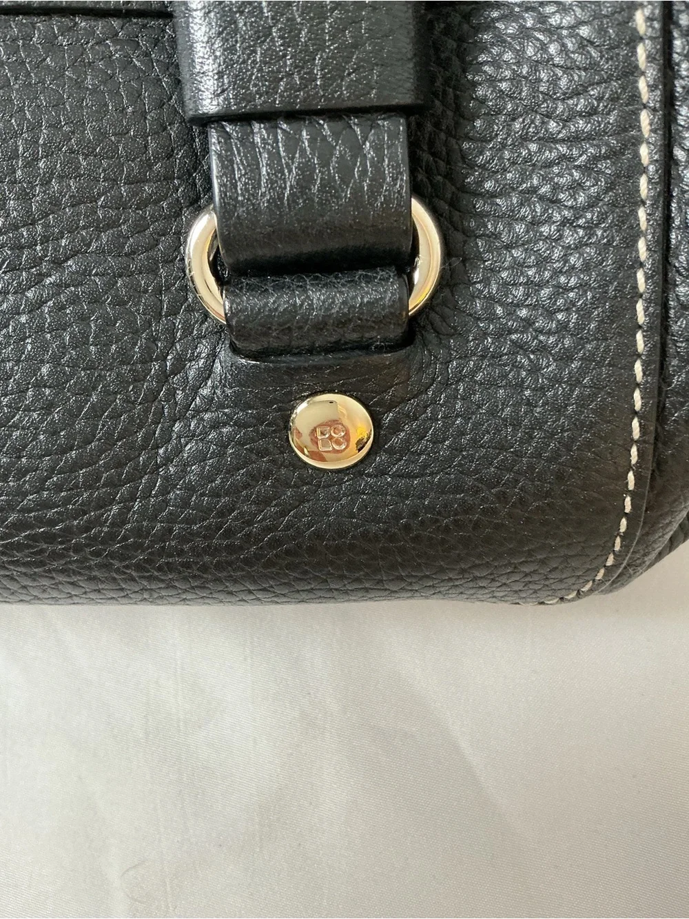 Vintage Kate Spade Black Pebbled Leather Satchel Zebra Lining Contrast Stitch